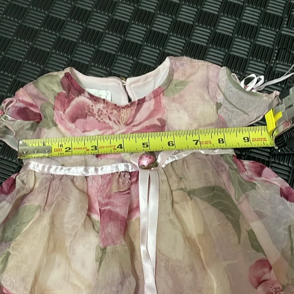 Biscotti pink floral 12 month dress with ribbon accents